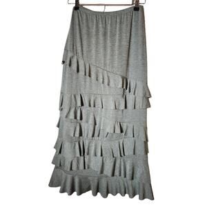 COCO BIANCO Green Layered Boho Hippie Maxi Skirt SZ Small